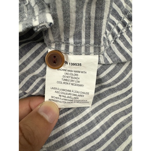 Grayers Button Up Shirt Mens XL Gray White Striped Lightweight Breathable Pocket - Picture 5 of 8